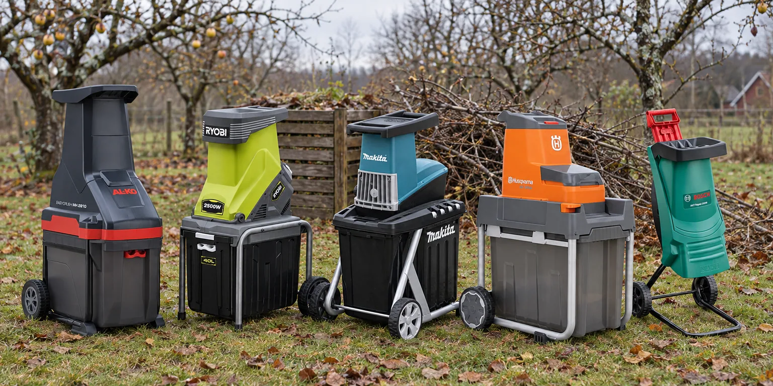 Testvinnarna från testet av kompostkvarn: AL-KO Easy Crush MH 2810, Ryobi RSH2545B, Makita UD2500, Husqvarna GS 340iS, Bosch AXT Rapid 2000