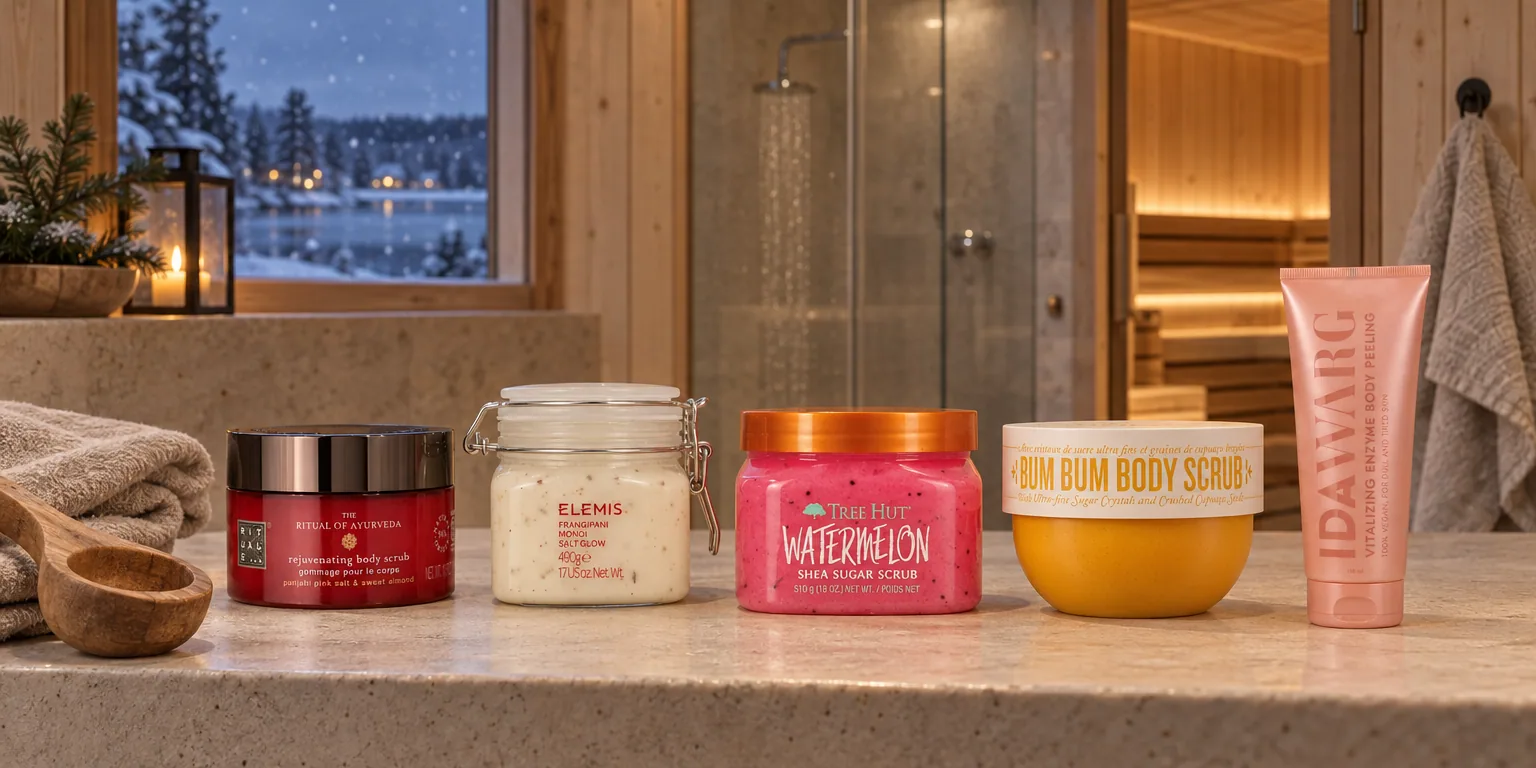 Testvinnarna från testet av kroppsskrubb: Rituals The Ritual of Ayurveda Body Scrub, Elemis Frangipani Monoi Salt Glow, Tree Hut Shea Sugar Scrub Watermelon, Sol de Janeiro Bum Bum Body Scrub, Ida Warg Vitalizing Enzyme Body Peeling