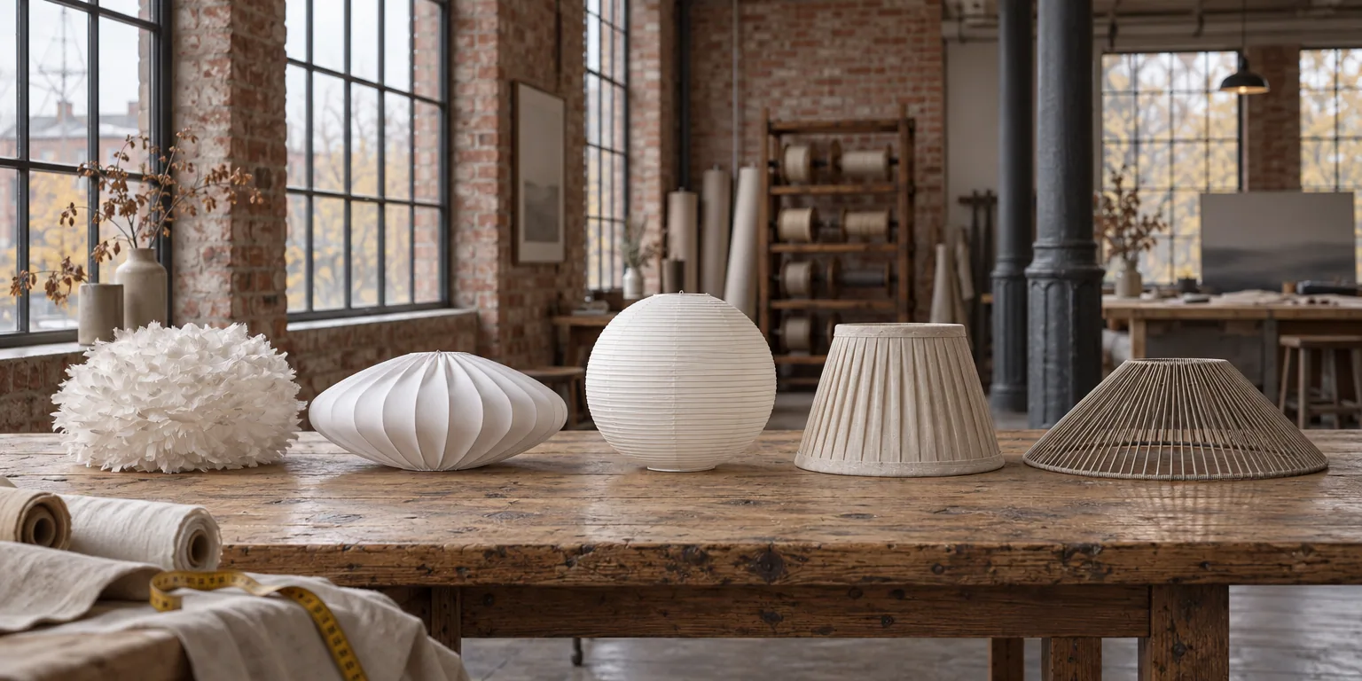 Testvinnarna från testet av lampskärm: Umage Eos Medium Ø45 cm, Watt & Veke Ellipse Ø65 cm vit, Hay Paper Shade Ø60, Watt & Veke Ella Ø26 cm natur, Star Trading Vide Ø58 cm