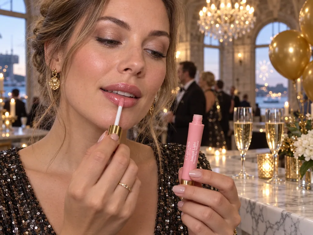Användning läppglans: Clarins Lip Perfector 01 Rose Shimmer i vardagen