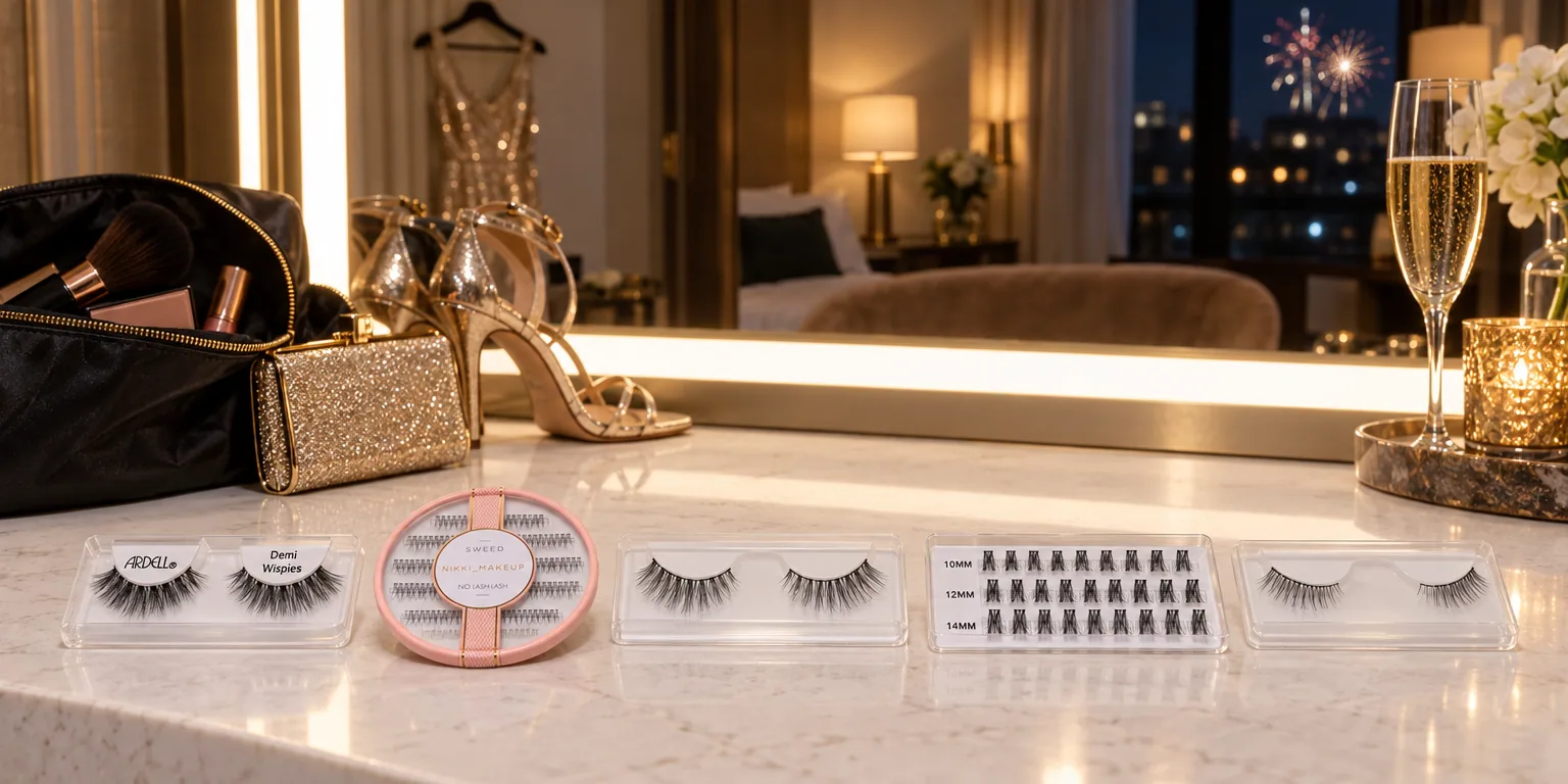 Testvinnarna från testet av lösögonfransar: Ardell Faux Mink Demi Wispies, Sweed Nikki No Lash-Lash, Ardell Glamour Lashes 113, Eylure Underlash Pre-Glued Clusters, Essence Lashes To Impress 03 Half Lashes
