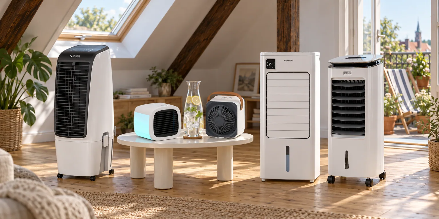 Testvinnarna från testet av luftkylare: Olimpia Splendid Pelèr 20, Taurus R950, Evapolar evaCHILL EV-500, Black+Decker BXAC7E, Beurer LV 50 Fresh Breeze