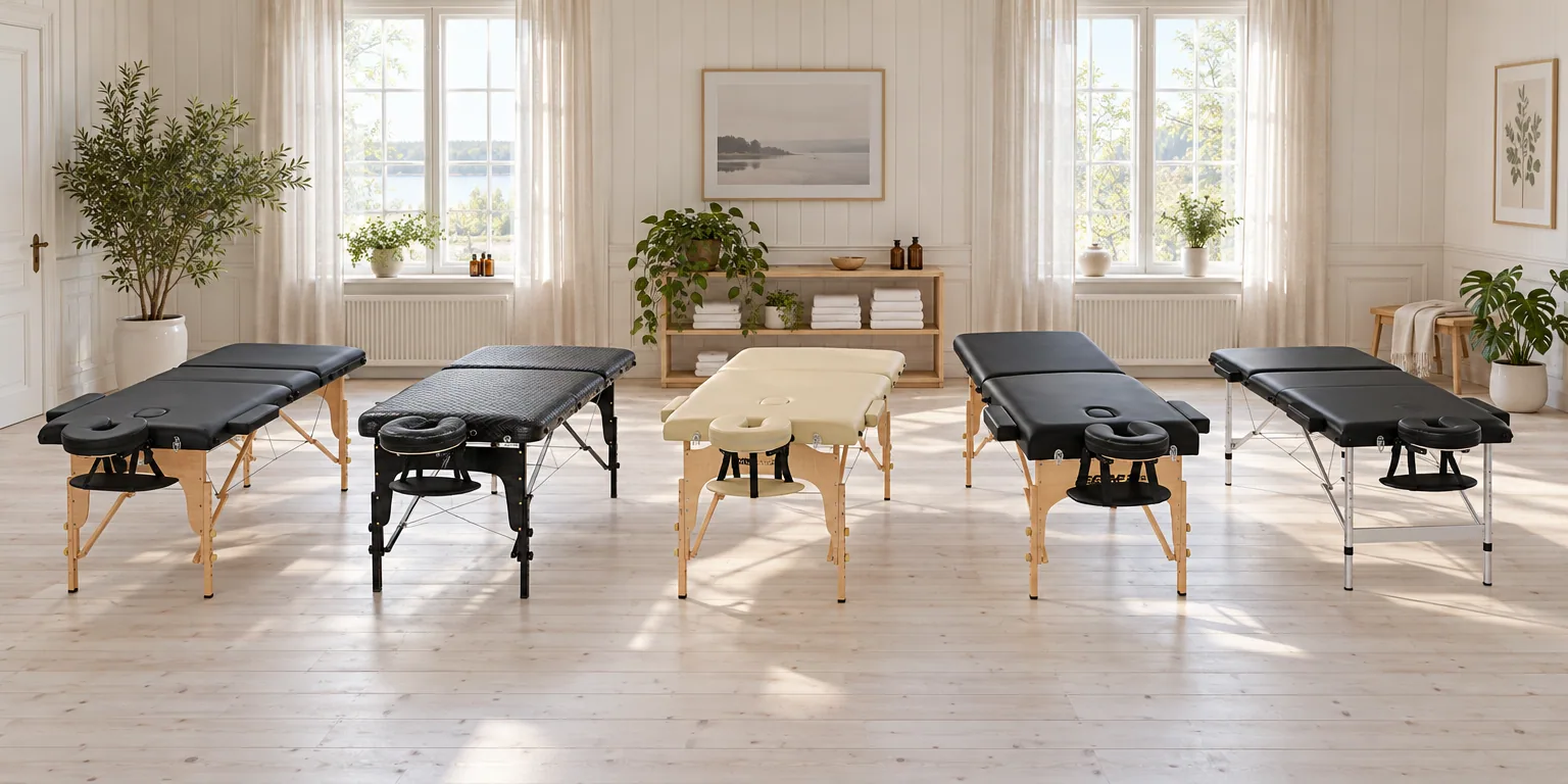 Testvinnarna från testet av massagebänk: React Massagebänk P300, Aveno Life Estetic Black, Aveno Life Sofia Light, tectake Somwang, vidaXL 110092 i aluminium