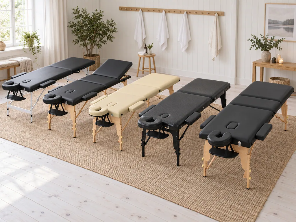 Olika sorters massagebänk: de fem testade modellerna sida vid sida