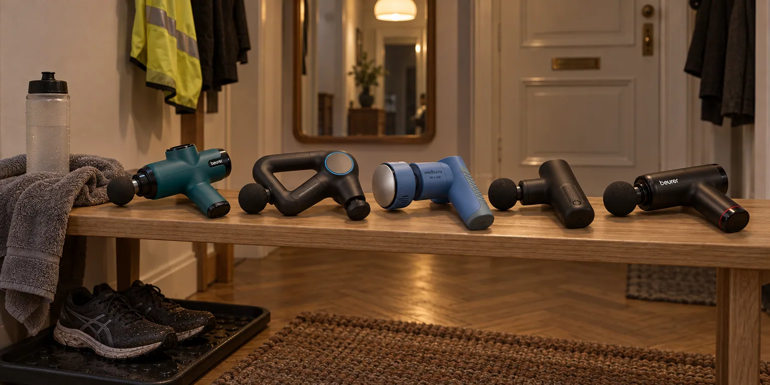 Testvinnarna från testet av massagepistol: Beurer MG 99, Therabody Theragun Prime Plus, Medisana MG 600, Flowlife Flowgun Air, Beurer MG 89 CompactPower