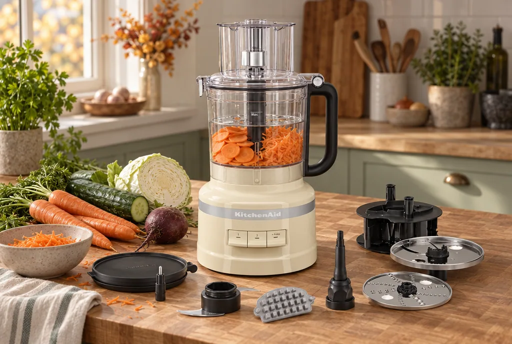 testx.se testar KitchenAid 5KFP1319 Matberedare 3,1 L Almond Cream: bästa justerbara skivning i vardagsmiljö