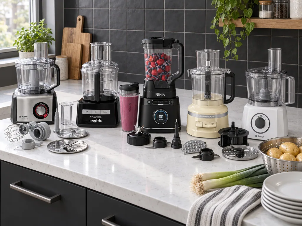 Olika sorters matberedare: de fem testade modellerna sida vid sida