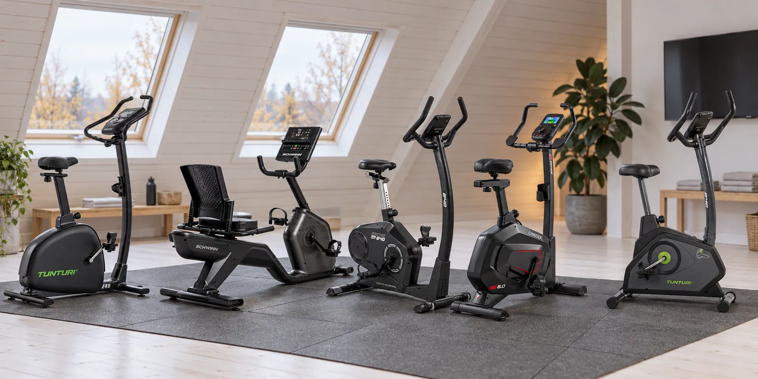 Testvinnarna från testet av motionscykel: Tunturi Signature E40, Schwinn 590R, Master Fitness B40, Gymstick GB 6.0, Tunturi Cardio Fit B30