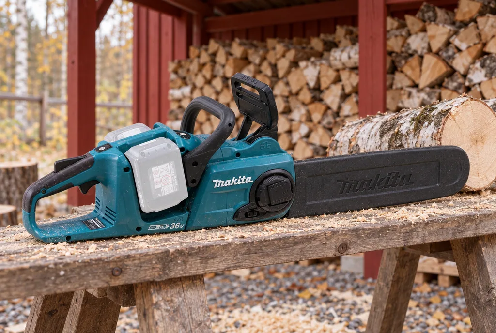 testx.se testar Makita DUC353Z Solo: motorsåg bäst i test i vardagsmiljö