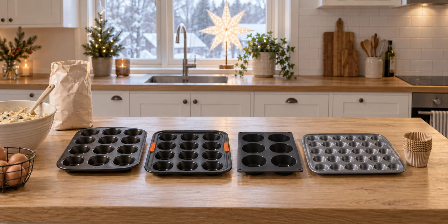 Testvinnarna från testet av muffinsform: Kaiser Inspiration 12 muffins, Le Creuset non-stick 12 muffins, Lékué silikonform 6 muffins, Dorre Karabo 24 muffins, If You Care Large 60 st