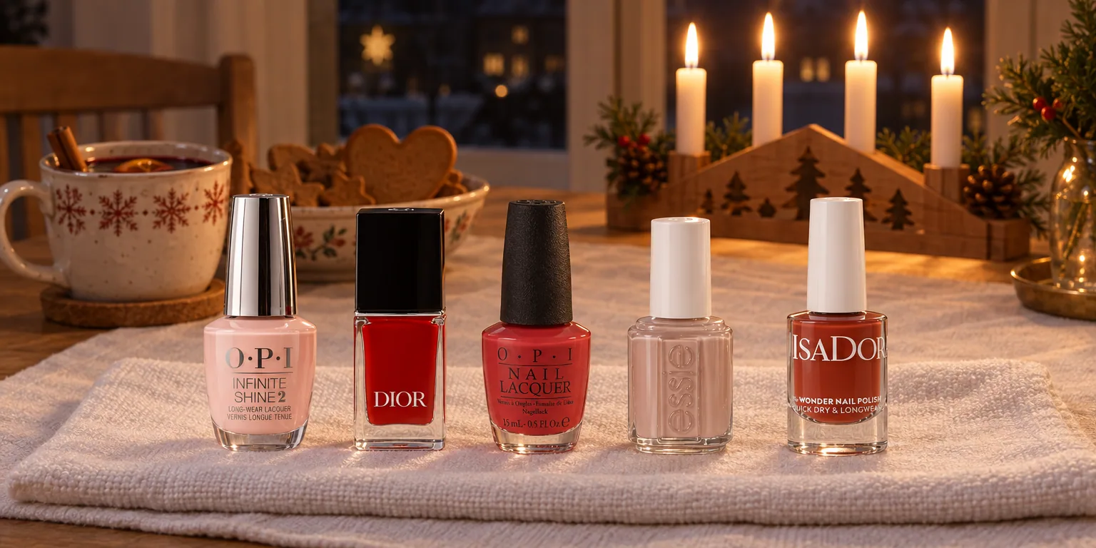 Testvinnarna från testet av nagellack: OPI Infinite Shine Bubble Bath, Dior Vernis 999 Rouge, OPI Nail Lacquer Big Apple Red, Essie Ballet Slippers, IsaDora The Wonder Nail Polish Autumn Crush