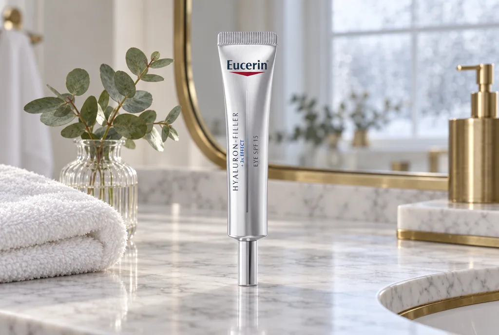 testx.se testar Eucerin Hyaluron-Filler Eye Cream SPF 15: bästa ögonkrämen för dagtid i vardagsmiljö