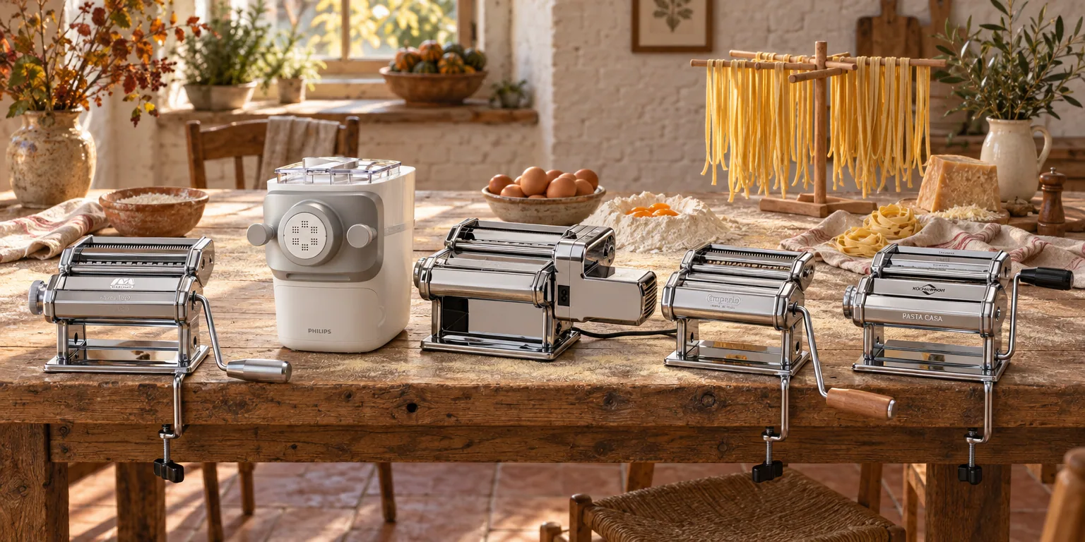Testvinnarna från testet av pastamaskin: Marcato Atlas 150, Philips 7000 Series HR2660, Marcato Atlasmotor+, Imperia iPasta Classic, Küchenprofi Vitale 150