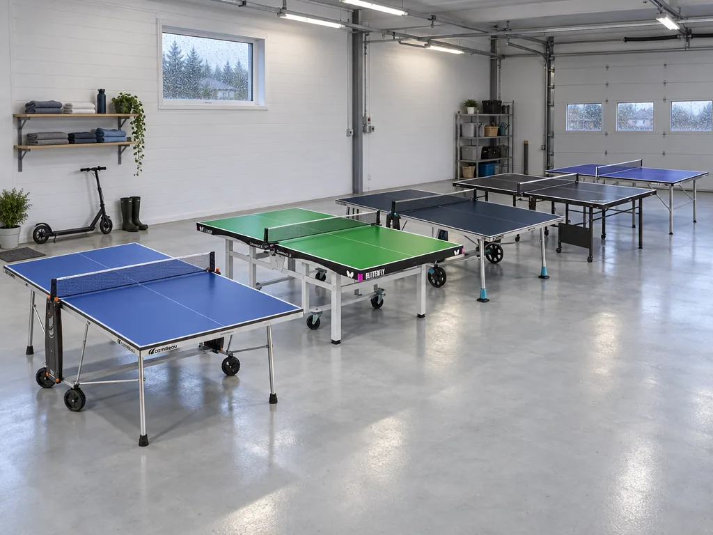 Olika sorters pingisbord: de fem testade modellerna sida vid sida