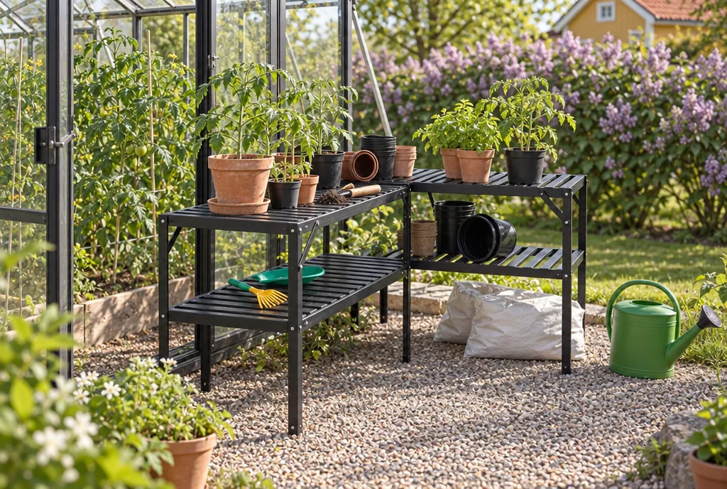 testx.se testar Vitavia Aluminiumbord med hylla: planteringsbord bäst i test i vardagsmiljö