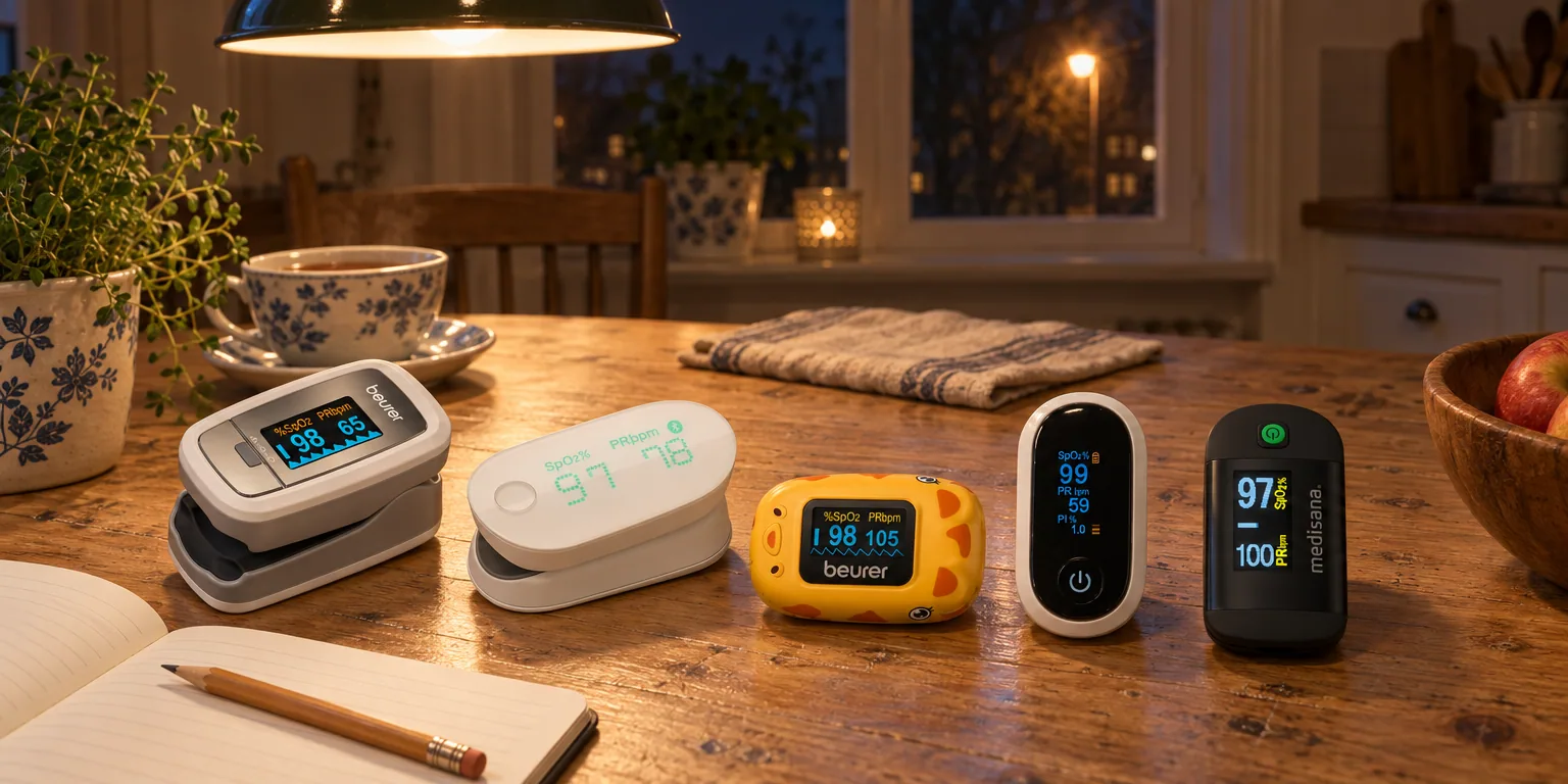 Testvinnarna från testet av pulsoximeter: Beurer PO 30, iHealth Air PO3, Beurer PO 13 Kids, Nedis SmartLife BTHOX10WT, Medisana PM 100
