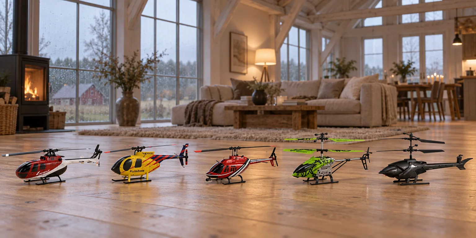 Testvinnarna från testet av radiostyrd helikopter: Amewi AFX-105 X, Pichler Hughes MD500, Amewi Bell 206 Jet Ranger CP, Revell Control Glowee 2.0, Silverlit Sky Cheetah