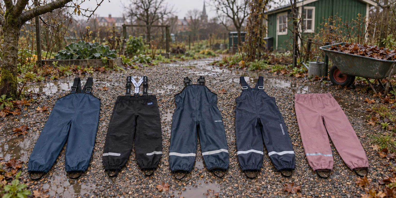 Testvinnarna från testet av regnbyxor barn: Reima Lammikko, Polarn O. Pyret Stormy Low, Tretorn Aktiv Fleece Highpants, Didriksons Plaskeman, Name It Dry Rain Pant