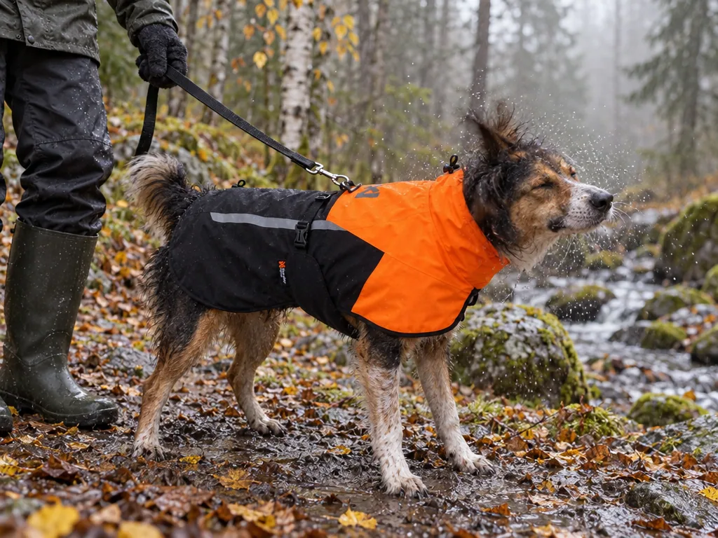 Användning regnjacka hund: Non-stop dogwear Fjord Raincoat 2.0 i vardagen