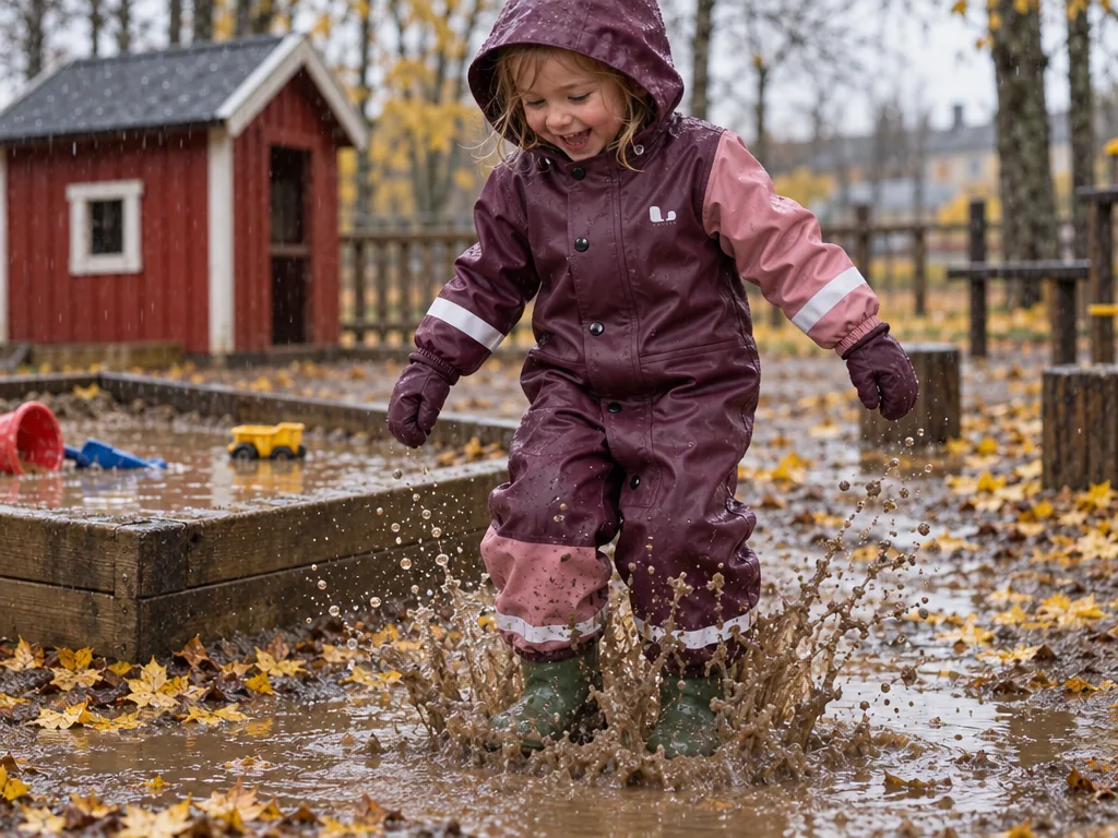 Användning regnoverall: Lindberg Fagerhult Rain Baby Overall Fleece i vardagen