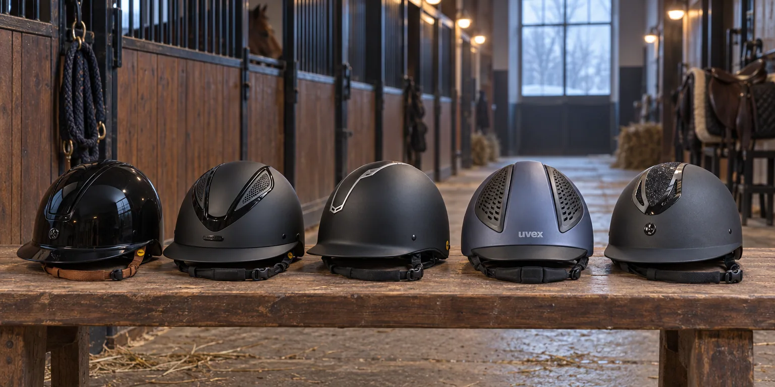 Testvinnarna från testet av ridhjälm: Hansbo Sport Mips Vision Shiny Gem, Lami-Cell Adele Mips Wide Peak, Jacson Philly Mips, Uvex Exxential III Mips, Hansbo Sport Victory Glimmer