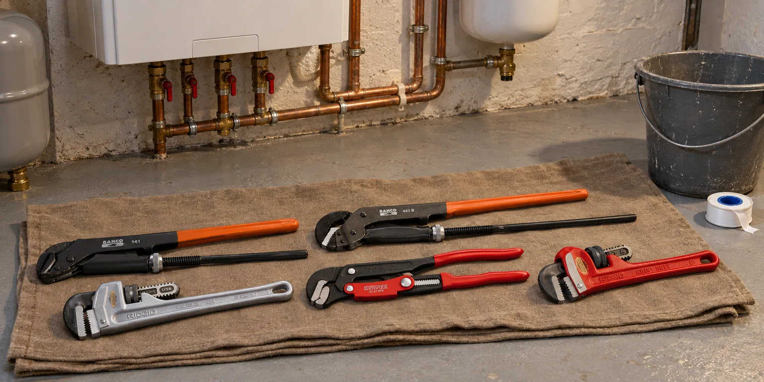 Testvinnarna från testet av rörtång: Bahco 141, Ridgid 31100 aluminium, Knipex 83 61 015, Bahco 442 B, Ridgid 31010 Heavy Duty