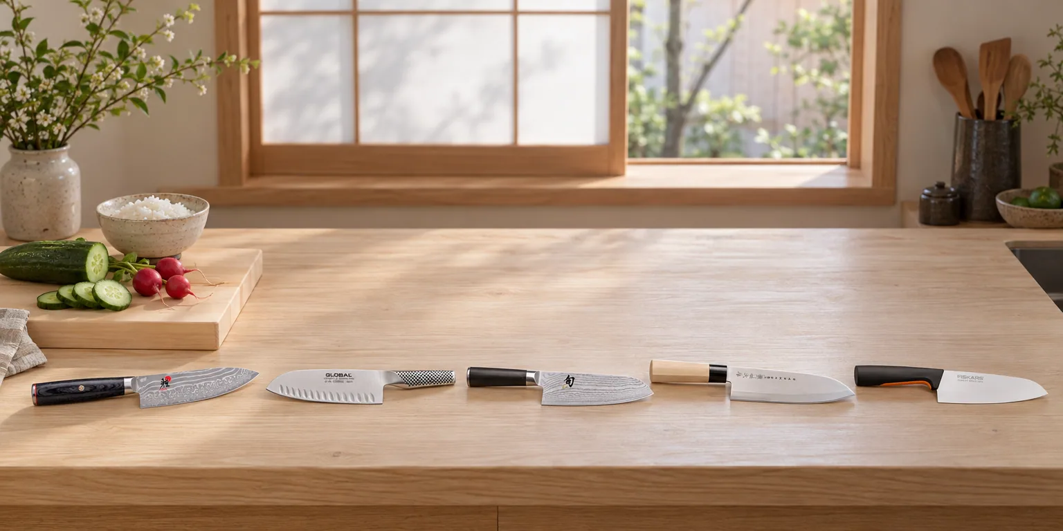 Testvinnarna från testet av santokukniv: Miyabi 5000FCD 34684-181, Global G-80, Kai Shun Classic DM-0727, Satake Houcho SVK-001 17 cm, Fiskars Functional Form 1057536