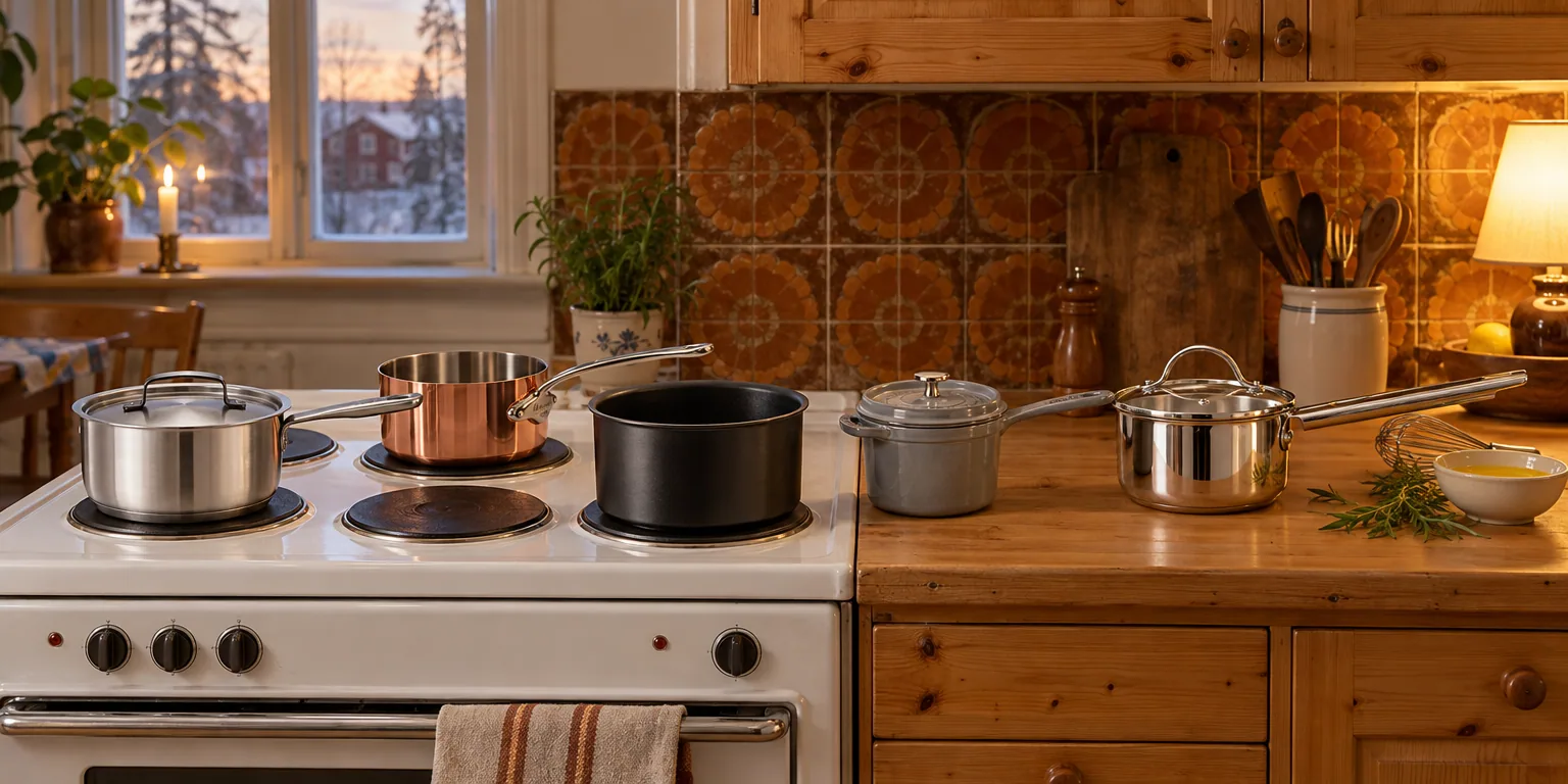 Testvinnarna från testet av såskastrull: Fiskars All Steel 1,5 l, Mauviel M'150s 14 cm, Tefal Ingenio Eco Resist 16 cm, Staub Specialities 14 cm, Dorre Kosmo 1 l