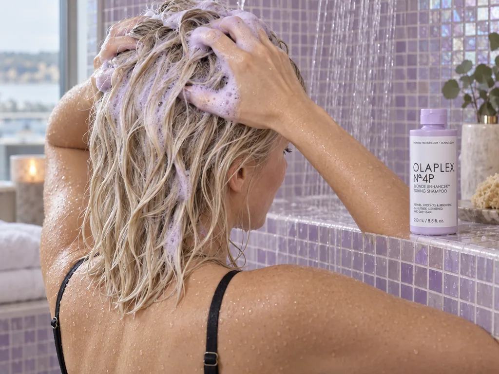 Användning silverschampo: Olaplex No.4P Blonde Enhancer Toning Shampoo 250 ml i vardagen