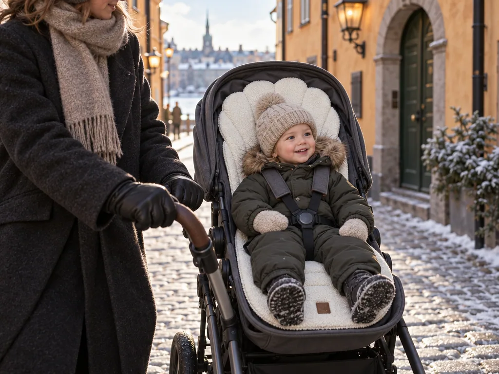 Användning sittdyna barnvagn: Elodie Details CosyCushion White Bouclé i vardagen