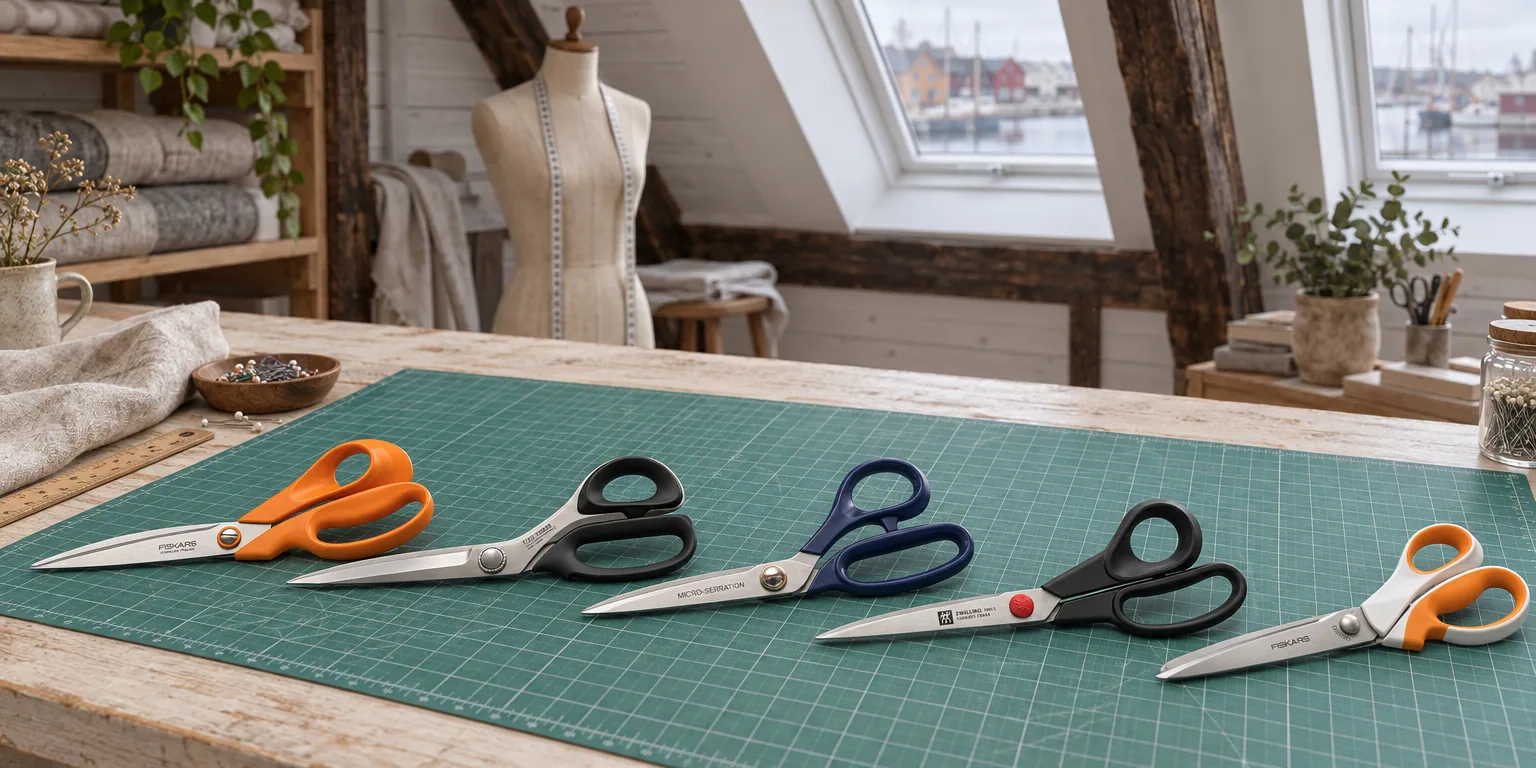 Testvinnarna från testet av skräddarsax: Fiskars Classic Skräddarsax 27 cm, Kai 7250SE 25 cm, Prym Professional 21 cm, Zwilling Twin L 25 cm, Fiskars Softgrip Mönstersax 24 cm