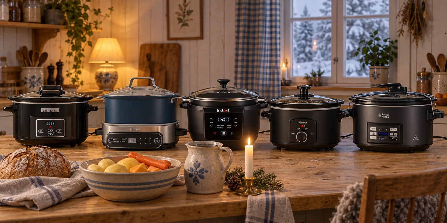 Testvinnarna från testet av slow cooker: Crock-Pot Digital CSC052X-01, Ninja Foodi PossibleCooker 6L, Instant Pot Superior Slow Cooker, TriStar VS-3915, Russell Hobbs Sous Vide 25630