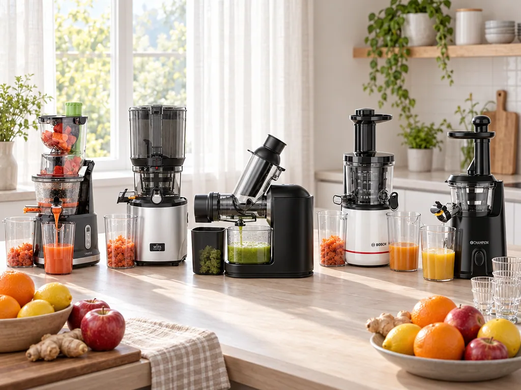 Olika sorters slow juicer: de fem testade modellerna sida vid sida