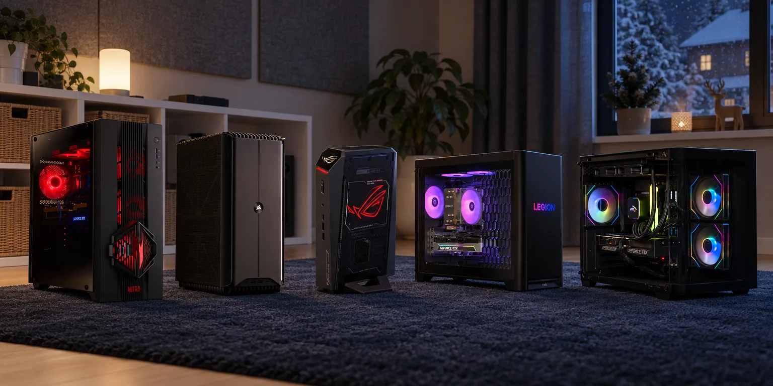 Testvinnarna från testet av speldator: Acer Nitro 70 N70X3D-100, Corsair ONE a600 Metal Dark, ASUS ROG NUC RTX 5080, Lenovo Legion T5 30AGB10, Shark Gaming RGBeast Mini R501