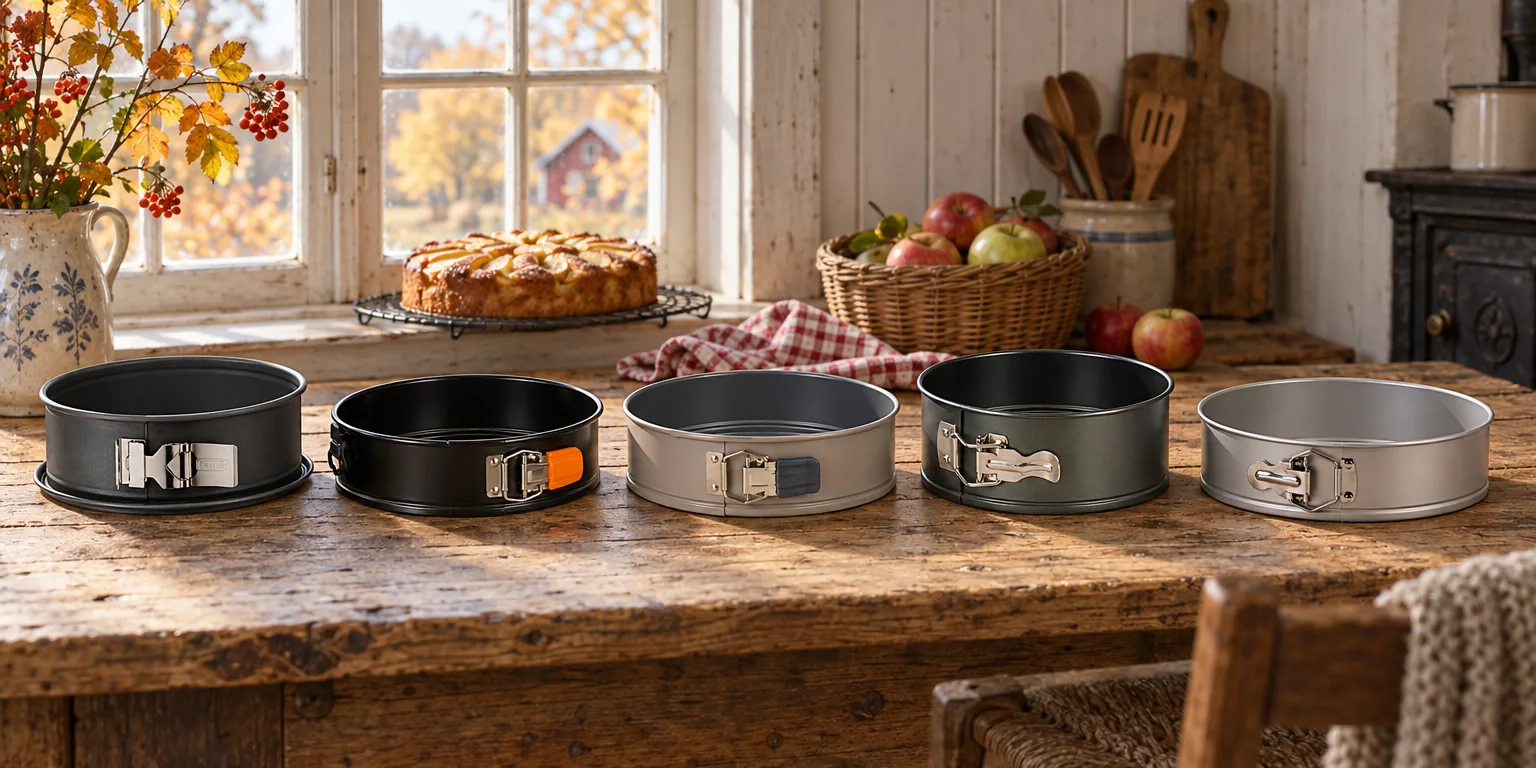 Testvinnarna från testet av springform: Kaiser La Forme Plus 24 cm, Le Creuset Springform 24 cm, Blomsterbergs Springform 26 cm, Heirol Extra Hög 26 cm, Exxent Springform 24 cm