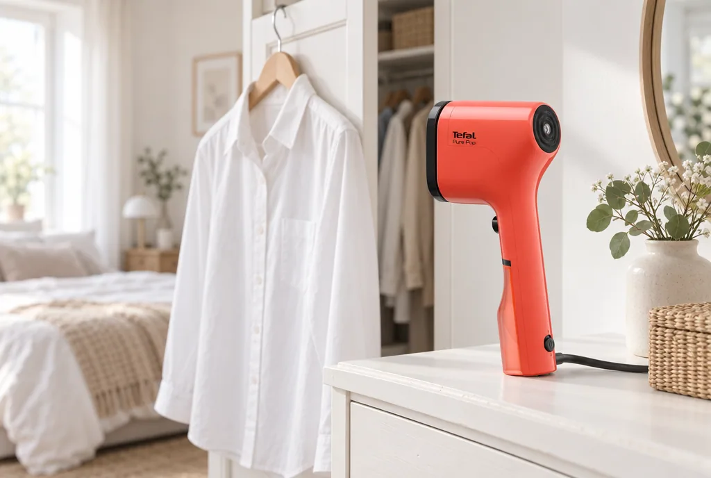 testx.se testar Tefal Pure Pop Handheld Garment Steamer Coral Red: bästa för resväskan i vardagsmiljö