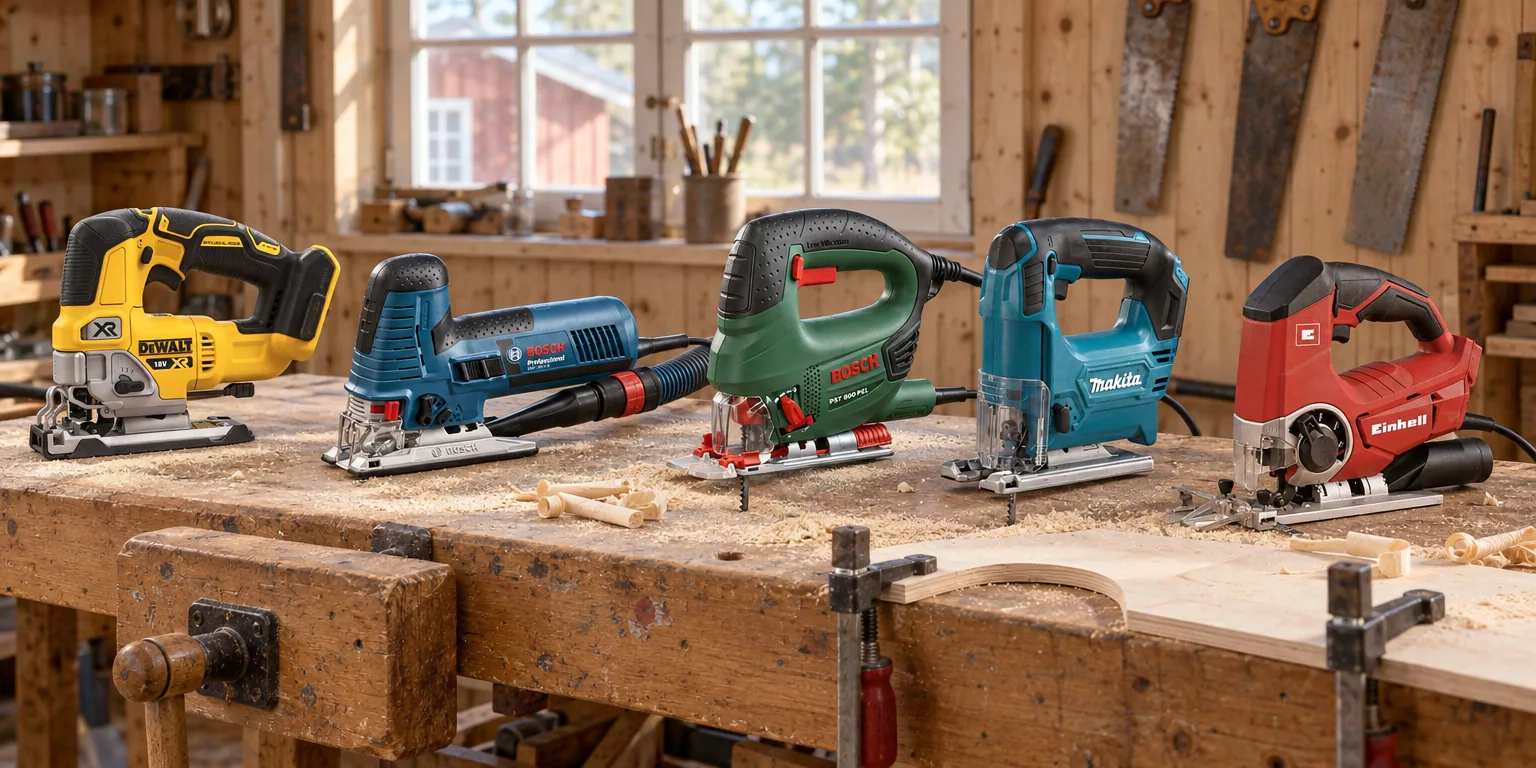 Testvinnarna från testet av sticksåg: Dewalt DCS334N-XJ Solo, Bosch GST 160 CE Professional, Bosch PST 800 PEL, Makita JV101DZ Solo, Einhell TE-JS 18 Li Solo