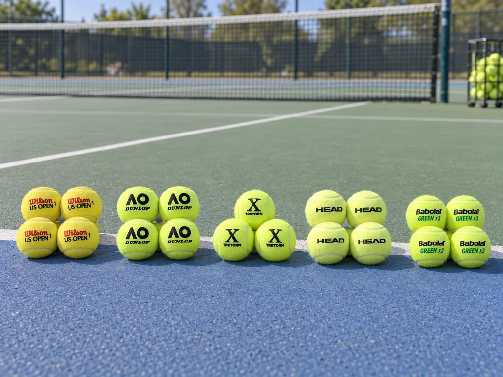 Olika sorters tennisbollar: de fem testade modellerna sida vid sida
