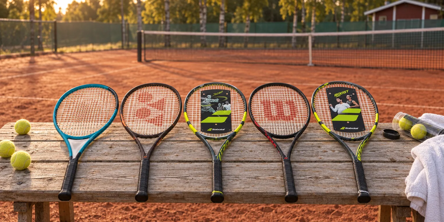 Testvinnarna från testet av tennisracket: Head Boom MP 2026, Yonex Ezone 98 (2026), Babolat Pure Aero 2026, Wilson Clash 100 V3, Babolat Boost Aero 2026