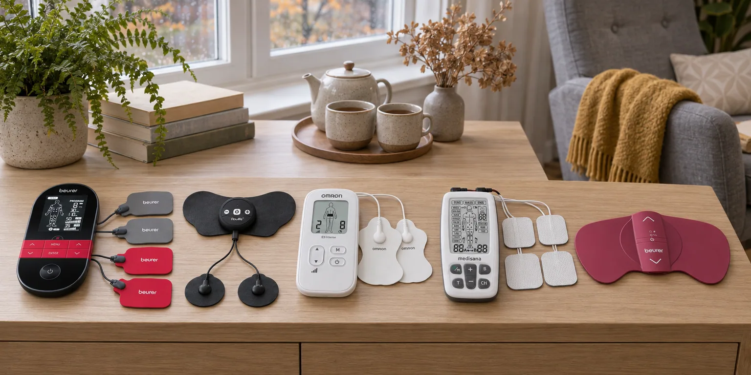 Testvinnarna från testet av TENS-apparat: Beurer EM 59 Heat, Flowlife Flowtens Connect, Omron E3 Intense, Medisana TT 200, Beurer EM 50 Menstrual Relax