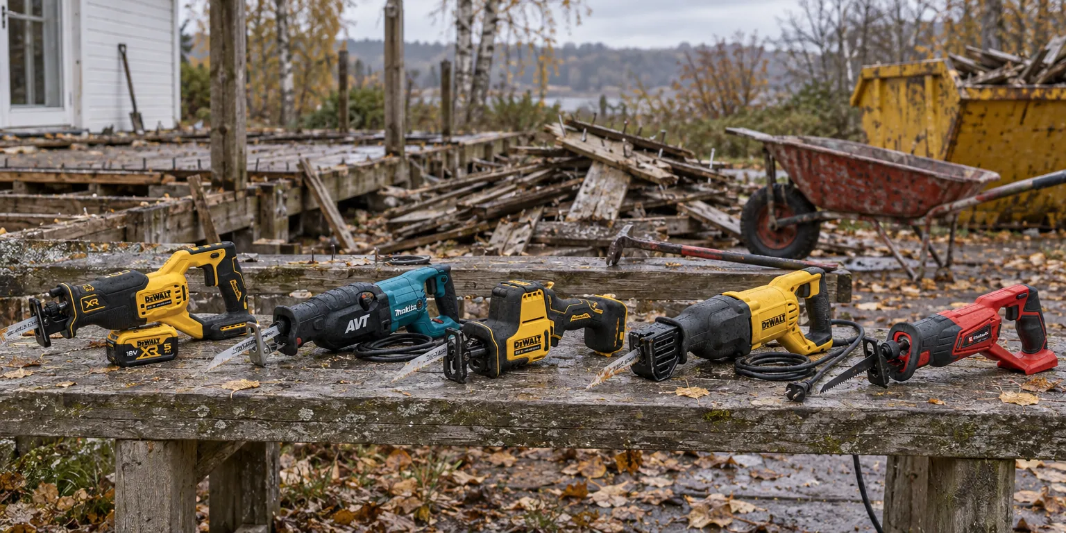 Testvinnarna från testet av tigersåg: Dewalt DCS382N-XJ Solo, Makita JR3070CT, Dewalt DCS369N-XJ Solo, Dewalt DWE305PK, Einhell TE-AP 18/22 Li Solo
