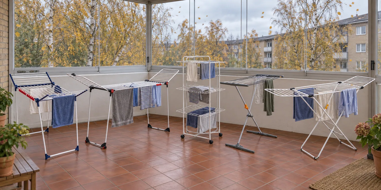 Testvinnarna från testet av torkställning: Leifheit Pegasus 180 Solid Plus, Vileda Infinity Flex XXL, Brabantia HangOn Tower 23 m, Juwel SuperDry Basic, Rörets Sussi