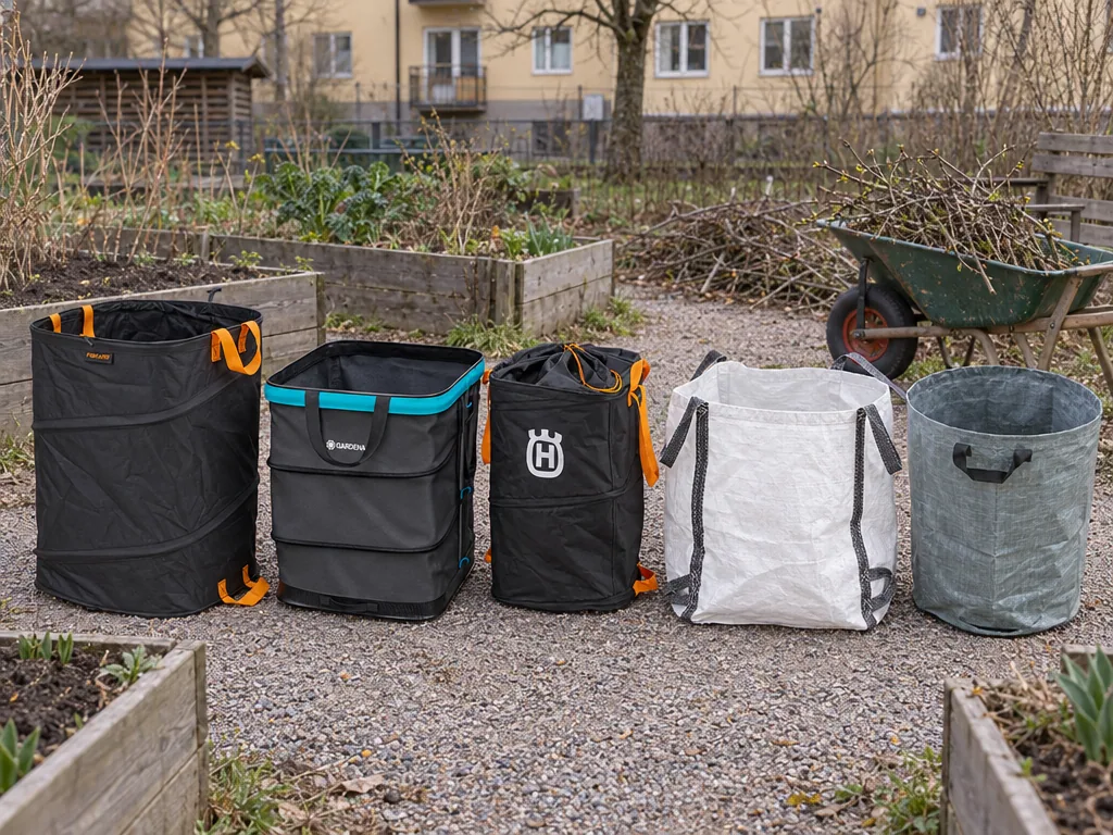 Olika sorters trädgårdssäck: de fem testade modellerna sida vid sida