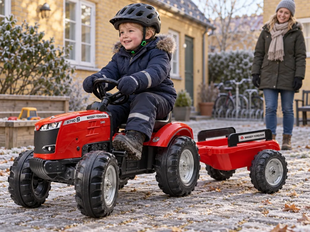 Användning trampbil: Falk Massey Ferguson S8740 med släp i vardagen