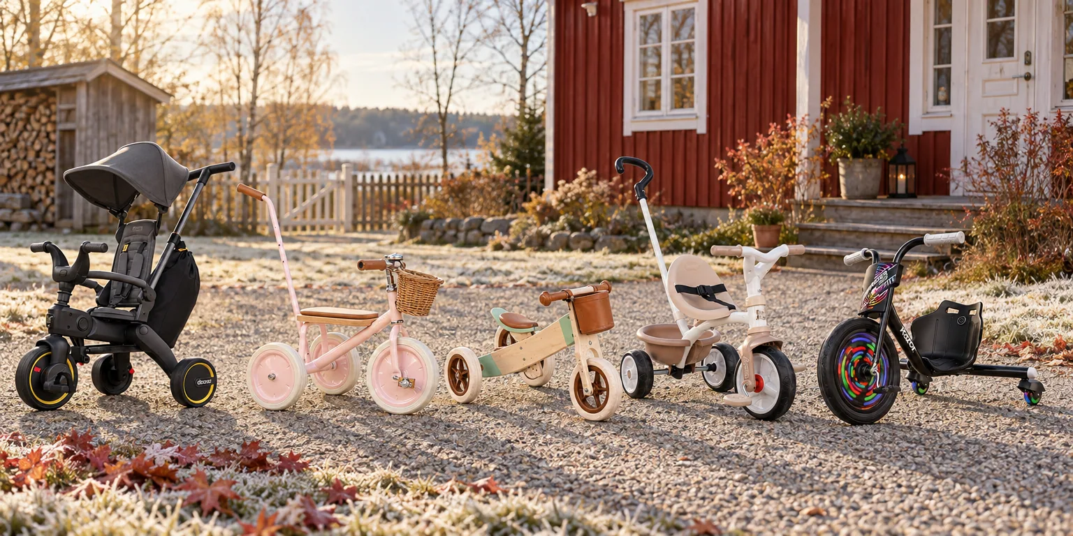 Testvinnarna från testet av trehjuling: Doona Liki Trike S3, Banwood Trike, Small Foot 2-i-1 Trike Maxi, Smoby Be Move, Razor RipRider 360 Lightshow