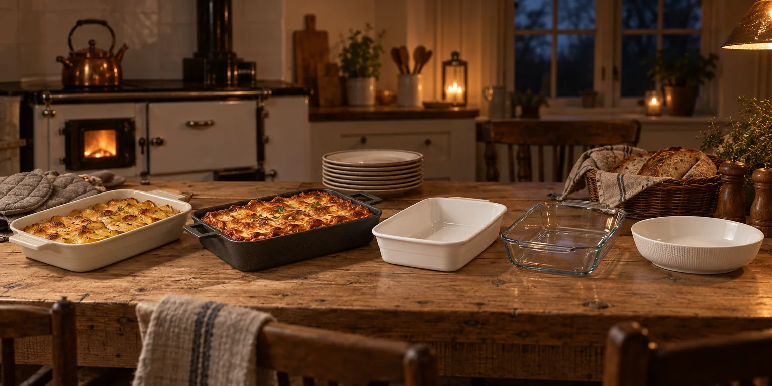 Testvinnarna från testet av ugnsform: Le Creuset Heritage 32 cm, Skeppshult Noir 30 cm, Pillivuyt Originale 29 cm, Pyrex Optimum 35 cm, Rörstrand Swedish Grace 28 cm
