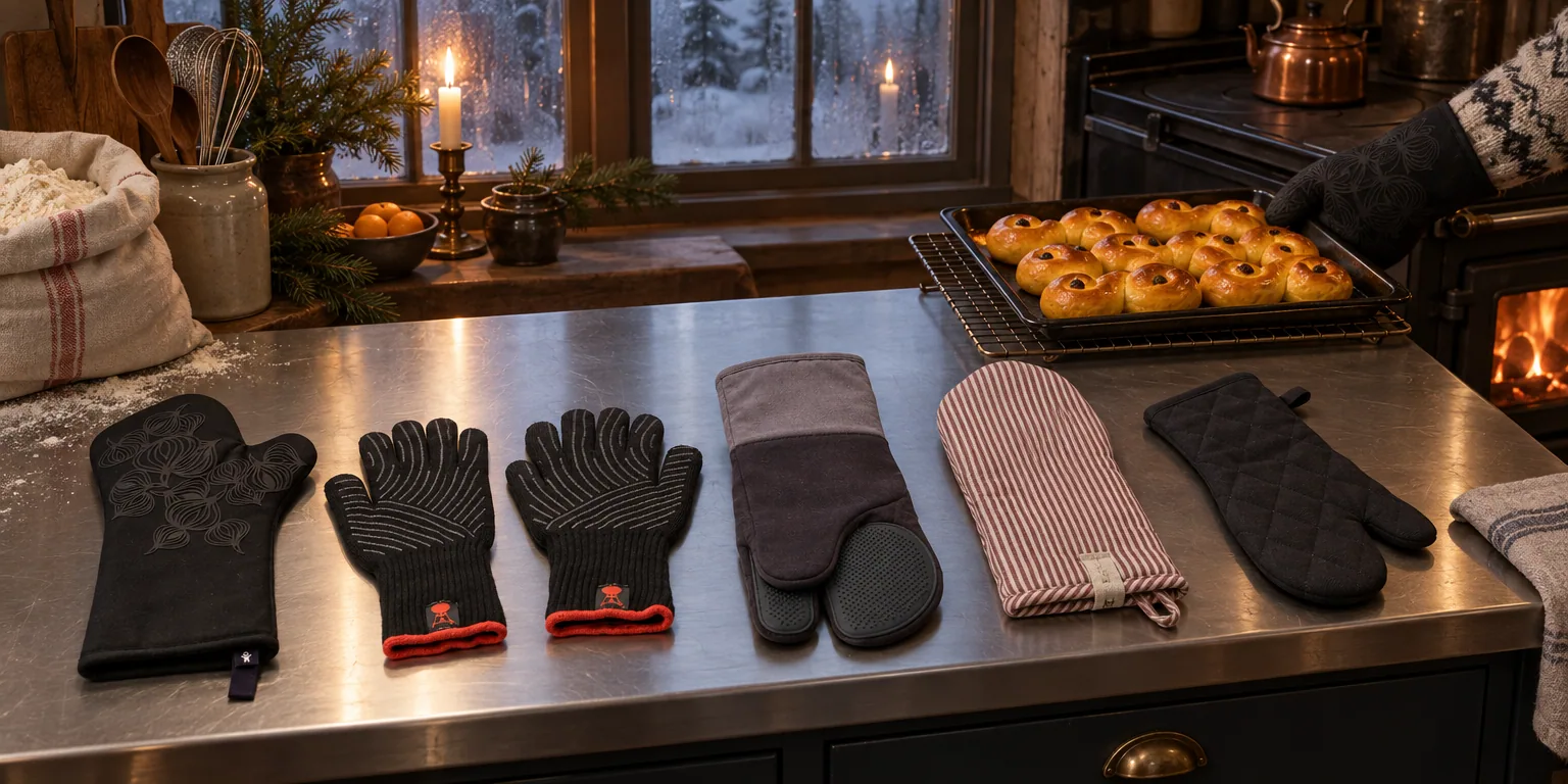 Testvinnarna från testet av ugnsvante: Bosign Non-Slip, Weber Premium Gloves, Joseph Joseph Pinch, Ernst Ränder Röd Beige, Bastian Grillvott