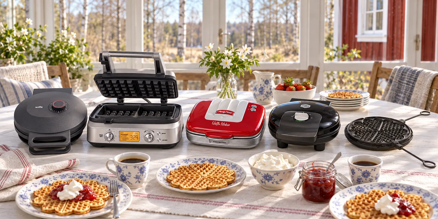 Testvinnarna från testet av våffeljärn: Wilfa Joy WM5B-200, Sage The Smart Waffle Pro, Ariete Party Time Waffle Maker Red, OBH Nordica 6967, Skeppshult Original