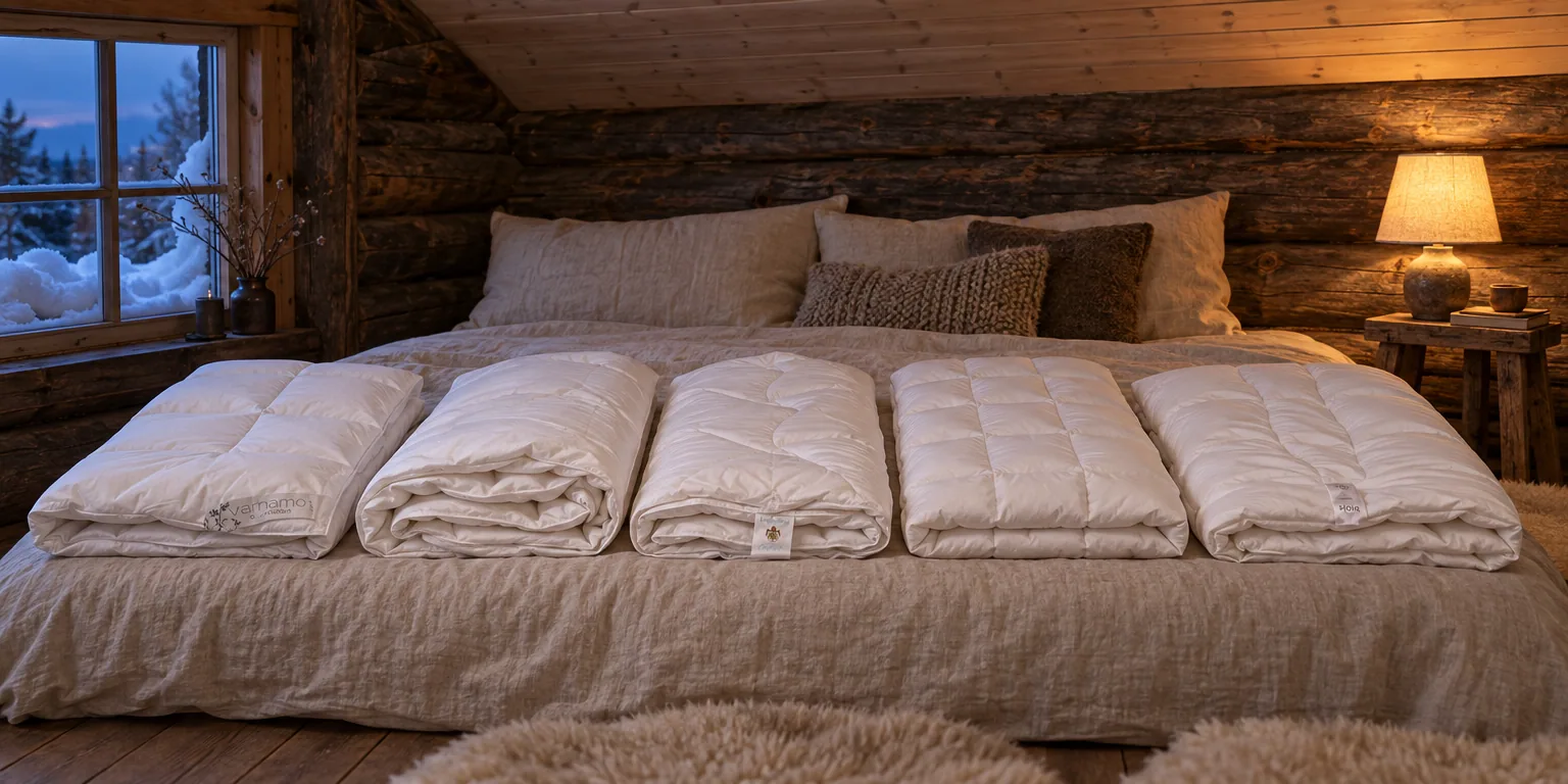 Testvinnarna från testet av varmt täcke: Värnamo of Sweden Lilja Varm, Mille Notti Natura Varm, Engmo Dun Cecilia Jag fryser alltid, Norsk Dun 90 % And Varm, Høie Comfort Varm