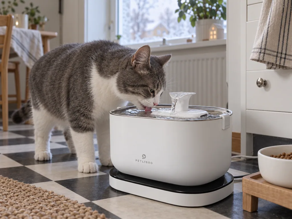 Användning vattenfontän katt: Petlibro Dockstream batteridriven i vardagen